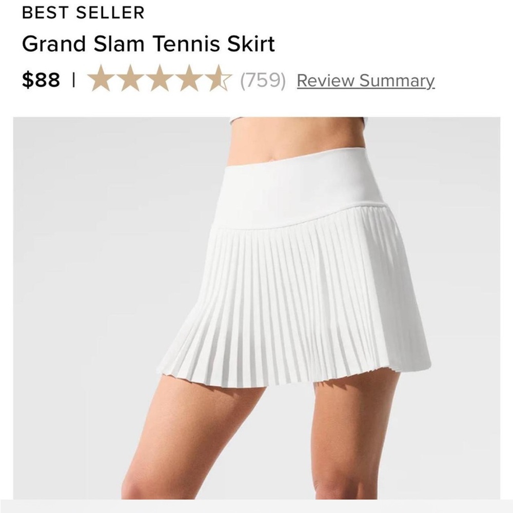 ALO Yoga White Pleated Mini Skirt